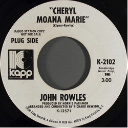 John Rowles Cheryl Moana Marie USED VINYL 7INCH 45 RPM PROMO STEREO MONO