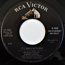 Mario Lanza I'll Walk With God USED VINYL 7INCH 45 RPM