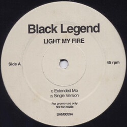 Black Legend Light My Fire USED VINYL 12INCH 45 RPM PROMO