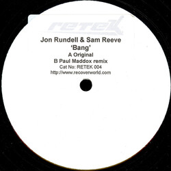 Samuel E Reeve & Jon Rundell Bang USED VINYL 12INCH 33 S RPM WHITE LABEL