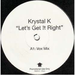 Krystal K Let's Get It Right USED VINYL 12INCH PROMO 45 RPM 33 S RPM