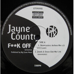 Jayne County F**k Off USED VINYL 12INCH 33 S RPM
