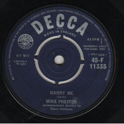 Mike Preston Marry Me USED VINYL 7INCH 45 RPM