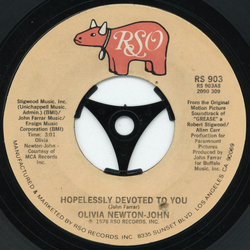 Olivia Newton-John / Unknown Artist Hopelessly Devoted To You / Love Is A Many Splendored Thing Vinyl 7" USED