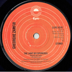 Gheorghe Zamfir The Light Of Experience (Doina De Jale) Vinyl 7" USED