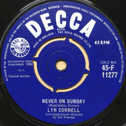 Lynn Cornell Never On Sunday USED VINYL 7INCH 45 RPM SINGLE