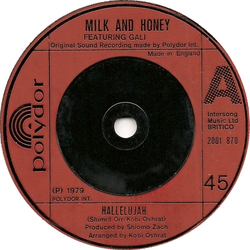 Milk And Honey / Gali Atari Hallelujah Vinyl 7" USED
