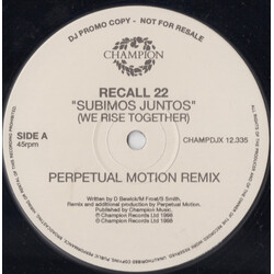 Recall 22 Subimos Juntos (We Rise Together) USED VINYL 12INCH 45 RPM PROMO