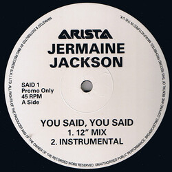 Jermaine Jackson You Said, You Said / Word To The Bad!! USED VINYL 12INCH PROMO