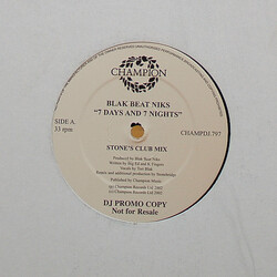 Blak Beat Niks 7 Days And 7 Nights USED VINYL 12INCH 33 S RPM PROMO