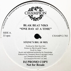 Blak Beat Niks One Day At A Time USED VINYL 12INCH 33 S RPM PROMO