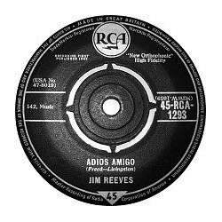 Jim Reeves Adios Amigo Vinyl 7" USED