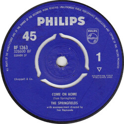 The Springfields Come On Home Vinyl 7" USED