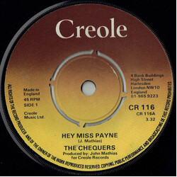 The Chequers Hey Miss Payne USED VINYL 7INCH SINGLE 45 RPM