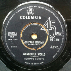 Herman's Hermits Wonderful World USED VINYL 7INCH 45 RPM SINGLE