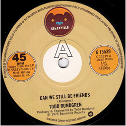 Todd Rundgren Can We Still Be Friends USED VINYL 7INCH 45 RPM SINGLE