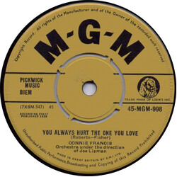 Connie Francis You Always Hurt The One You Love Vinyl 7" USED