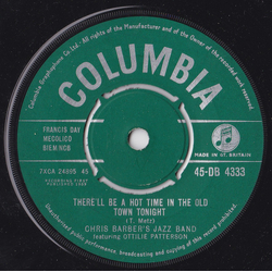 Chris Barber's Jazz Band There'll Be A Hot Time In The Old Town Tonight Vinyl 7" USED