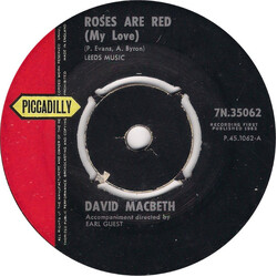 David MacBeth Roses Are Red (My Love) USED VINYL 7INCH