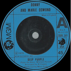 Donny & Marie Osmond Deep Purple USED VINYL 7INCH SINGLE 45 RPM