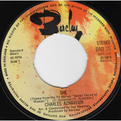 Charles Aznavour She USED VINYL 7INCH 45 RPM SINGLE REPRESS