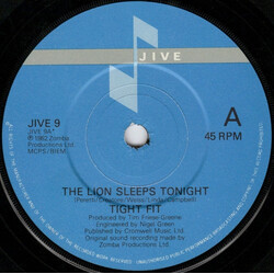 Tight Fit The Lion Sleeps Tonight USED VINYL 7INCH 45 RPM SINGLE