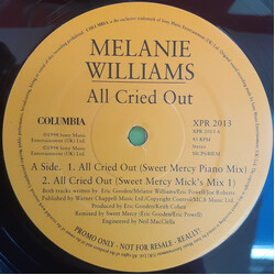 Melanie Williams All Cried Out USED VINYL 12INCH 33 S RPM PROMO STEREO