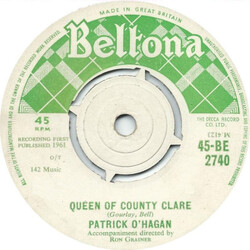 Patrick O'Hagan Queen Of Colare / The Irish Patrol USED VINYL 7INCH SINGLE 45 RPM