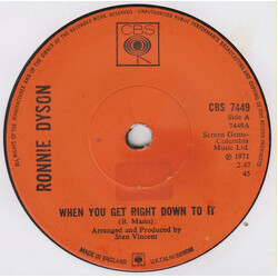 Ronnie Dyson When You Get Right Down To It USED VINYL 7INCH SINGLE 45 RPM