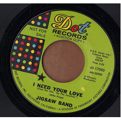 The Jigsaw Band I Need Your Love / I've Gotta Get Me Some Money USED VINYL 7INCH 45 RPM SINGLE PROMO