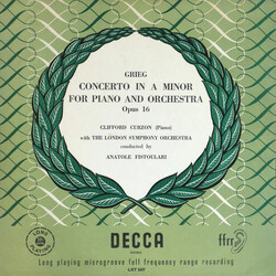 Edvard Grieg / Clifford Curzon / The London Symphony Orchestra / Anatole Fistoulari Concerto In A Minor For Piano And Orchestra Opus 16 Vinyl LP USED