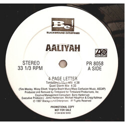 Aaliyah 4 Page Letter VINYL 12" USED