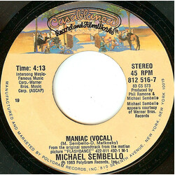 Michael Sembello Maniac USED VINYL 7INCH 45 RPM SINGLE STYRENE STEREO