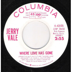 Jerry Vale Where Love Has Gone USED VINYL 7INCH 45 RPM PROMO