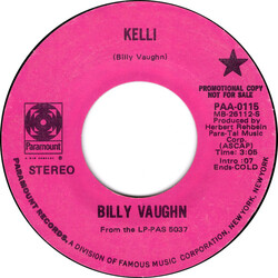 Billy Vaughn Kelli USED VINYL 7INCH 45 RPM PROMO STYRENE