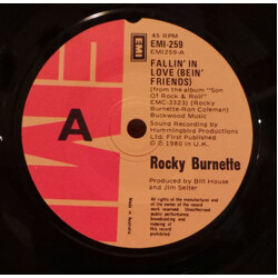 Rocky Burnette Fallin' In Love (Bein' Friends) USED VINYL 7INCH 45 RPM SINGLE