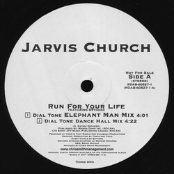 Jarvis Church / Elephant Man / Esthero Run For Your Life (Remix) USED VINYL 12INCH 33 S RPM PROMO STEREO