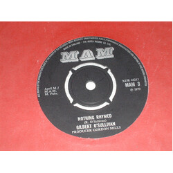 Gilbert O'Sullivan Nothing Rhymed USED VINYL 7INCH 45 RPM SINGLE
