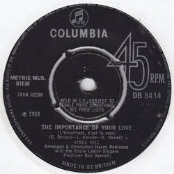 Vince Hill The Importance Of Your Love (L'important, C'est La Rose) Vinyl 7" USED