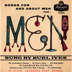 Burl Ives Songs For And About Men Volume 1 USED VINYL 7INCH 45 RPM EP