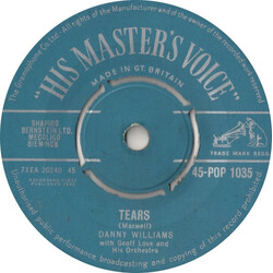 Danny Williams Tears / Tiara Tahiti USED VINYL 7INCH 45 RPM SINGLE