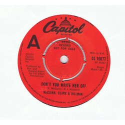 McGuinn, Clark & Hillman Don't You Write Her Off Vinyl 7" USED