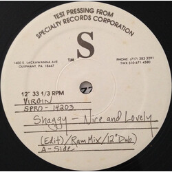 Shaggy Nice And Lovely USED VINYL 12INCH 33 S RPM TEST PRESSING