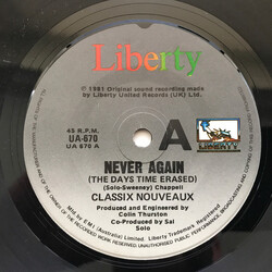 Classix Nouveaux Never Again (The Days Time Erased) USED VINYL 7INCH SINGLE