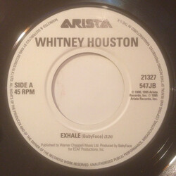 Whitney Houston Exhale USED VINYL 7INCH 45 RPM SINGLE JUKEBOX