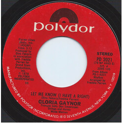 Gloria Gaynor Let Me Know (I Have A Right) USED VINYL 7INCH 45 RPM SINGLE STYRENE
