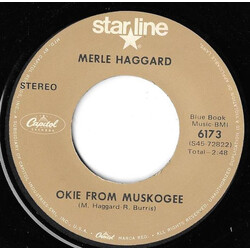 Merle Haggard Okie From Muskogee / Daddy Frank (The Guitar Man) USED VINYL 7INCH 45 RPM