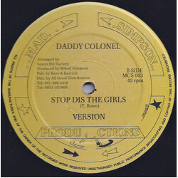 Daddy Colonel Stop Dis The Girls Vinyl 12" USED