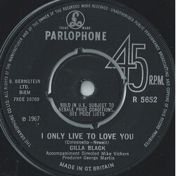 Cilla Black I Only Live To Love You USED VINYL 7INCH 45 RPM