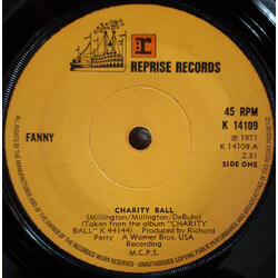 Fanny (2) Charity Ball USED VINYL 7INCH 45 RPM SINGLE STEREO